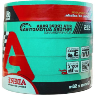 Fita Crepe Adere Verde Para Pintura Automotiva 525 - 24Mm X 50M - Kit C/5 Pecas