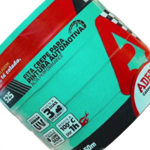 Fita Crepe Adere Verde Para Pintura Automotiva 525 - 24Mm X 50M - Kit C/5 Pecas