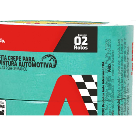 Fita Crepe Adere Verde Para Pintura Automotiva 525 - 48Mm X 50M - Kit C/2 Pecas