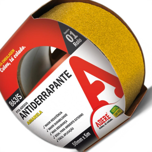 Fita Antiderrapante Adere Amarela 863S 50Mm X 5M