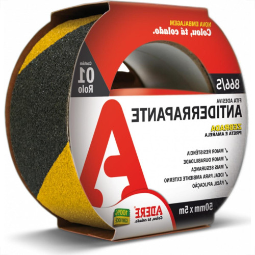 Fita Antiderrapante Adere Preta/Amarela 866S 50Mm X 5M