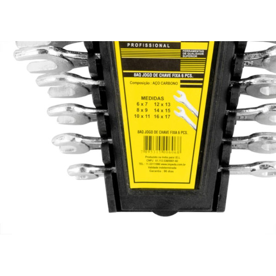 Chave Fixa Jogo Eda 6 A 17Mm Profissional Com 6 Pecas - 8Aq
