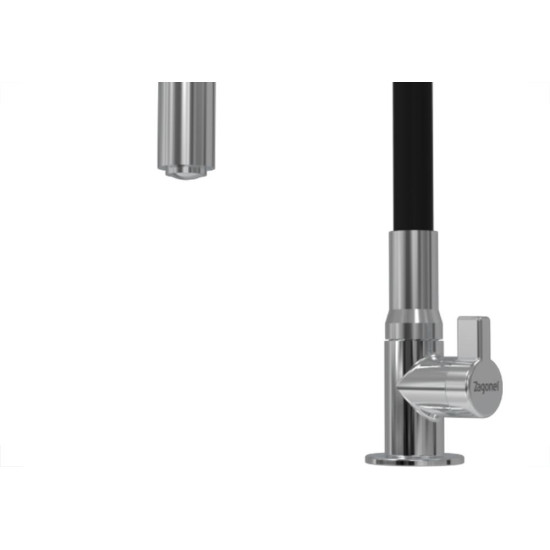 Torneira Gourmet Flex Mesa Bica Movel Metal Zagonel Motion Cozinha Preta - 1/4 Volta
