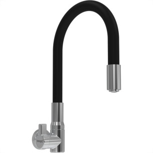 Torneira Gourmet Flex Parede Bica Movel Metal Zagonel Motion Cozinha Preta - 1/4 Volta