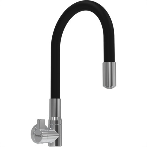Torneira Gourmet Flex Parede Bica Movel Metal Zagonel Motion Cozinha Preta - 1/4 Volta