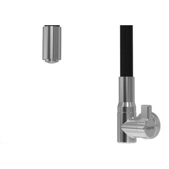 Torneira Gourmet Flex Parede Bica Movel Metal Zagonel Motion Cozinha Preta - 1/4 Volta