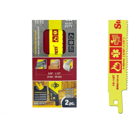 Lamina Para Serra Sabre Starrett 152Mm/6'' Bi-Metal 10-14 Dentes - Mult - Caixa Com 2 Pecas - Br61014-2