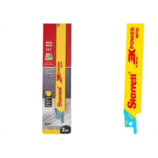 Lamina Para Serra Sabre Starrett 203Mm/8'' Bi-Metal 18 Dentes - Metal - Caixa Com 2 Pecas - B818-2