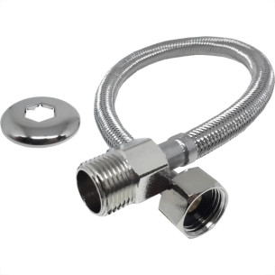 Engate Flexivel Malha Inox Alta Pressao Alpha 40Cm