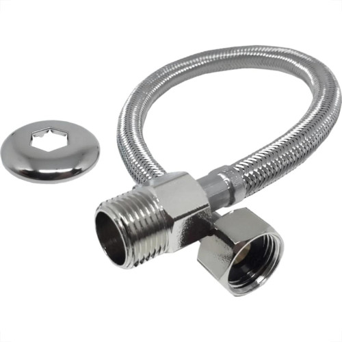 Engate Flexivel Malha Inox Alta Pressao Alpha 40Cm Engate Flexivel Malha Inox Alta Pressao Alpha 40Cm