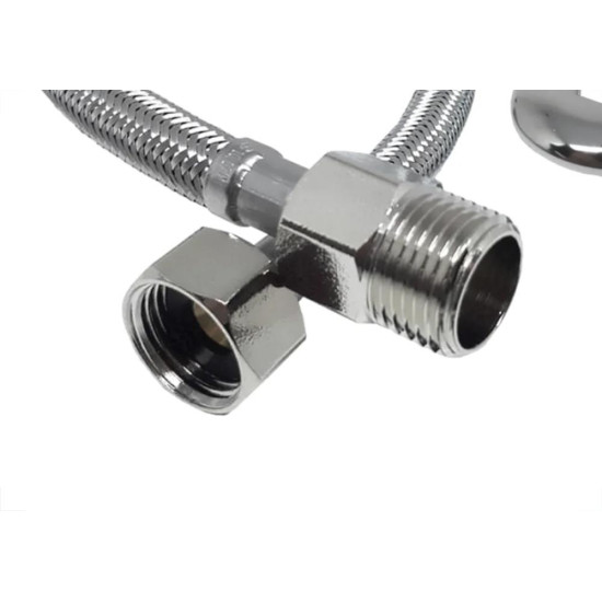Engate Flexivel Malha Inox Alta Pressao Alpha 40Cm Engate Flexivel Malha Inox Alta Pressao Alpha 40Cm