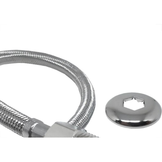Engate Flexivel Malha Inox Alta Pressao Alpha 40Cm Engate Flexivel Malha Inox Alta Pressao Alpha 40Cm