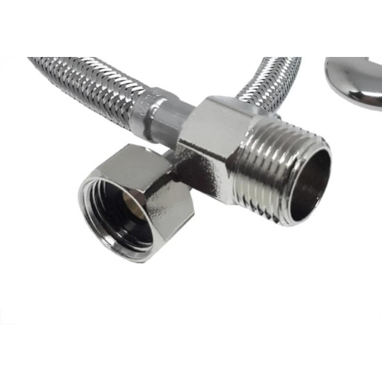 Engate Flexivel Malha Inox Alta Pressao Alpha 60Cm Engate Flexivel Malha Inox Alta Pressao Alpha 60Cm