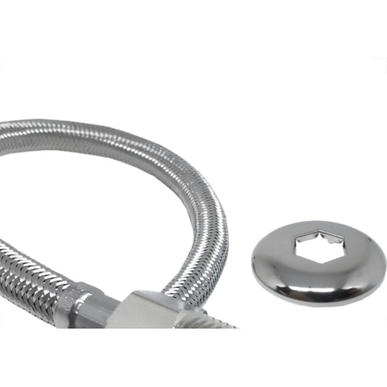 Engate Flexivel Malha Inox Alta Pressao Alpha 60Cm Engate Flexivel Malha Inox Alta Pressao Alpha 60Cm