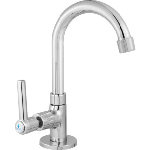 Torneira Bica Movel Lavatorio Metal Alpha 1195 - C-72 - 1/4 Volta Cromada