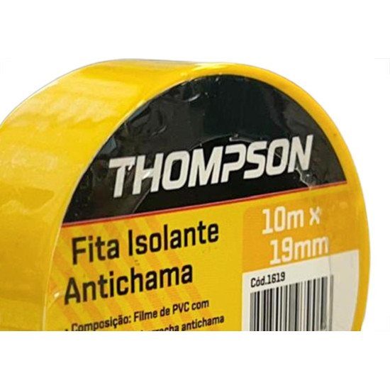 Fita Isolante Thompson 10M Amarela - 1619 - Kit C/10 Pecas