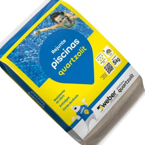 Rejunte Piscina Quartzolit Azul Celeste 5Kg - Kit C/6 Pacotes