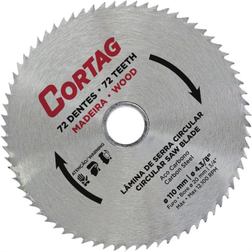Serra Circular Widea Cortag 4.3/8''X 72 Dentes X 20Mm