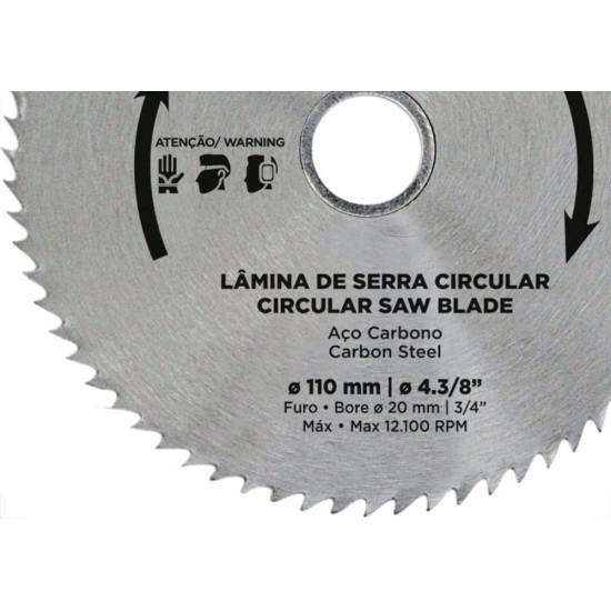 Serra Circular Widea Cortag 4.3/8''X 72 Dentes X 20Mm