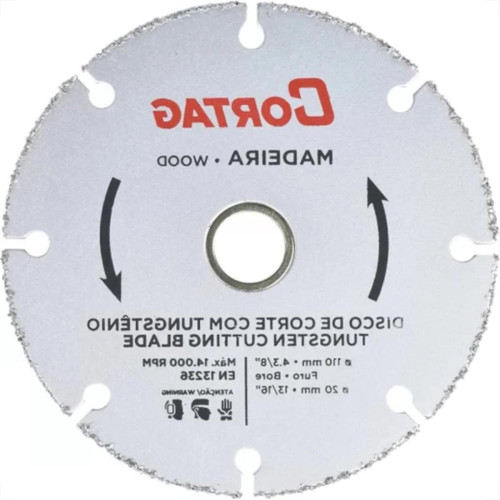 Disco Para Madeira Tungstenio Cortag 110 X 20Mm