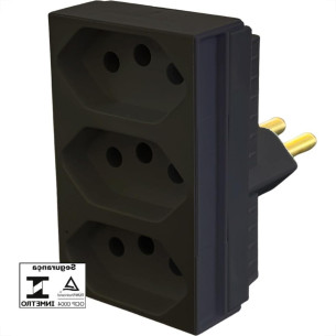 Pino 3 Saidas Ilumi 2 Polos+Terra 20A. Preto - 12320