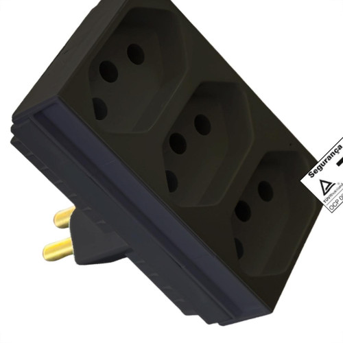 Pino 3 Saidas Ilumi 2 Polos+Terra 20A. Preto - 12320