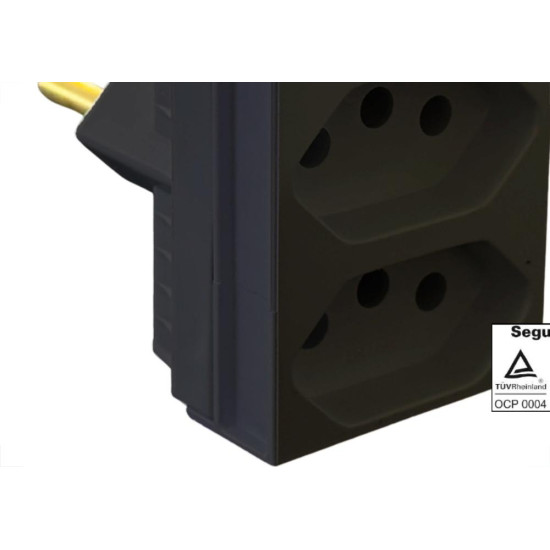 Pino 3 Saidas Ilumi 2 Polos+Terra 20A. Preto - 12320