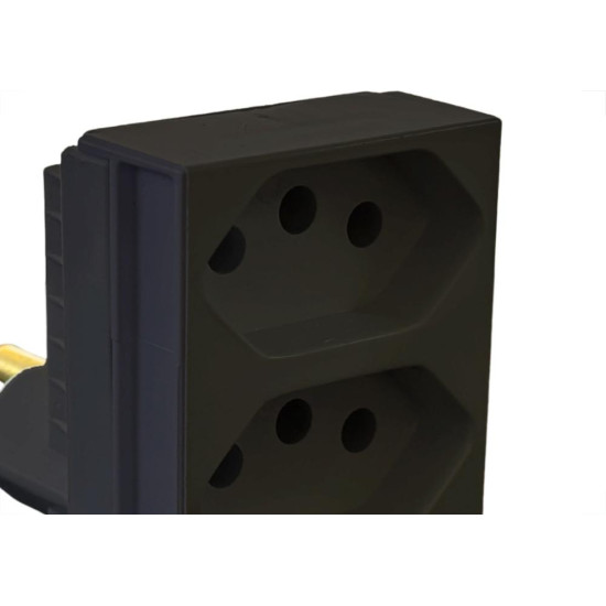 Pino 3 Saidas Ilumi 2 Polos+Terra 20A. Preto - 12320