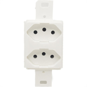 Conjunto Para Condulete Dicompel Monaco Branco 2 Tomadas 2P.+T. 10A. - Dc-6100/5