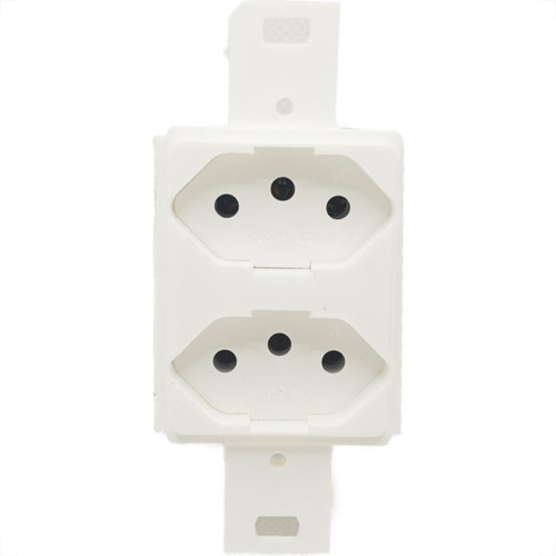 Conjunto Para Condulete Dicompel Monaco Branco 2 Tomadas 2P+T. 10A. - Dc-6100/5