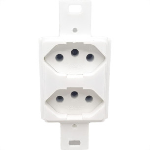 Conjunto Para Condulete Dicompel Monaco Branco 2 Tomadas 2P+T. 20A. - Dc-6100/6