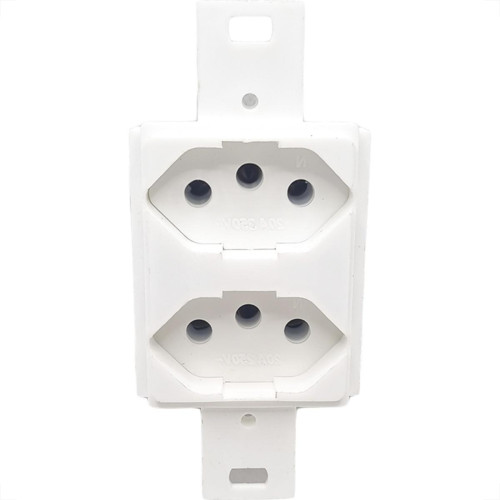 Conjunto Para Condulete Dicompel Monaco Branco 2 Tomadas 2P+T. 20A. - Dc-6100/6