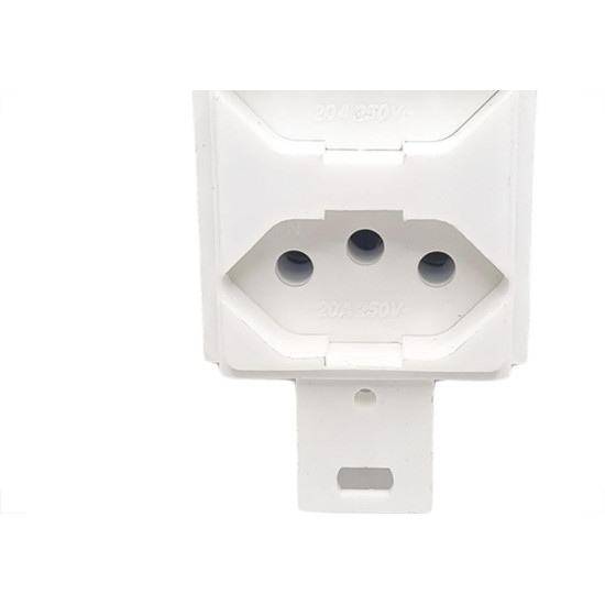 Conjunto Para Condulete Dicompel Monaco Branco 2 Tomadas 2P+T. 20A. - Dc-6100/6