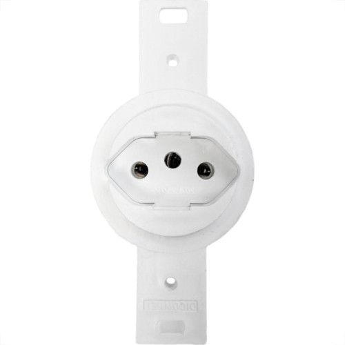 Conjunto Para Condulete Dicompel Monaco Branco 1 Tomada 2P+T. 20A. Redondo - Dc-6100/17