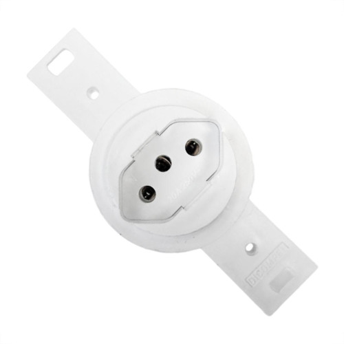 Conjunto Para Condulete Dicompel Monaco Branco 1 Tomada 2P+T. 20A. Redondo - Dc-6100/17