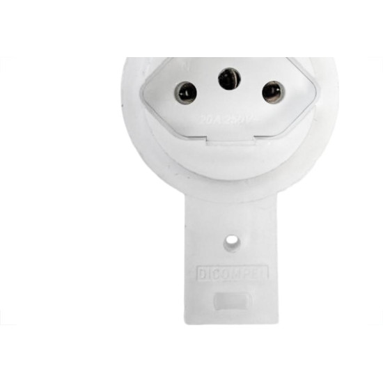 Conjunto Para Condulete Dicompel Monaco Branco 1 Tomada 2P+T. 20A. Redondo - Dc-6100/17