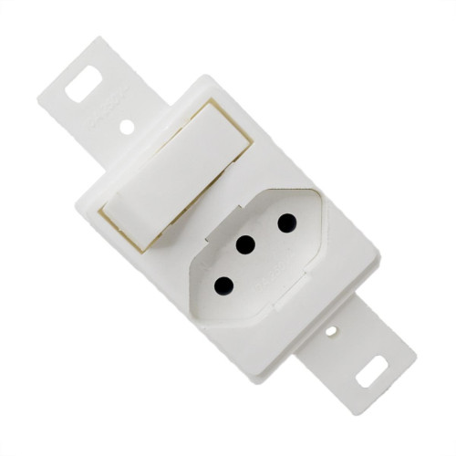 Conjunto Para Condulete Dicompel Monaco Branco 1 Paralelo + 1 Tomada 2P.+T. 20A. - Dc-6100/4