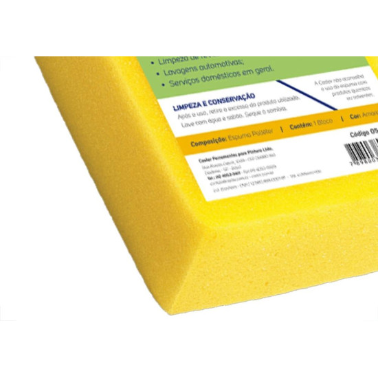 Espuma Em Bloco Castor Pratica Amarela 6Cm X 11Cm X 17Cm - 054 - Kit C/10 Pecas