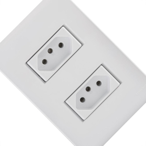 Conjunto Tramontina Com Placa Liz Branca 2 Tomadas 2P+T. 20A. - 57170/266