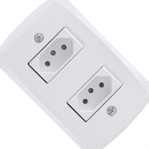 Conjunto Tramontina Com Placa Lux2 2 Tomadas 2P.+T. 20A. 57145/266