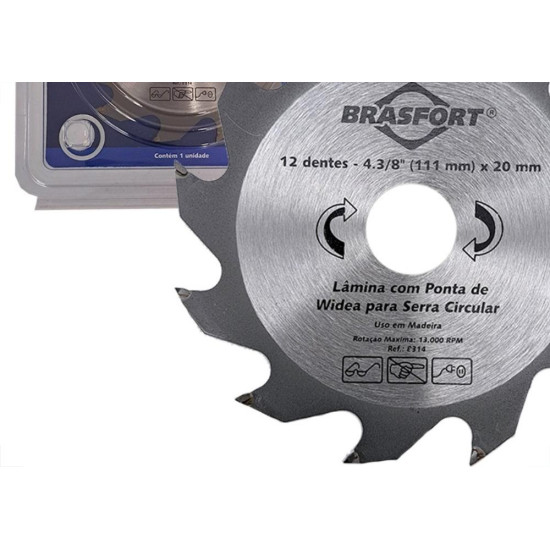 Serra Circular Widea Brasfort 4.3/8''X 12 Dentes X 20Mm