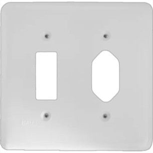 Placa Conjunto Ilumi Stylus Branco 4X4 - 1 Interruptor + 1 Tomada - 249F1