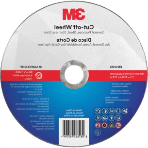 Disco Corte Aco Inox 3M - 7''X1/16''X7/8'' Cut-Off - 2 Telas - Fino 1,6Mm