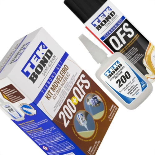 Kit Moveleiro Tekbond Com Adesivo Instantaneo 200 -100G. (200+Qfs) Spray Acelerador De Secagem 100G