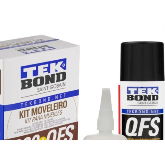 Kit Moveleiro Tekbond Com Adesivo Instantaneo 200 -100G. (200+Qfs) Spray Acelerador De Secagem 100G
