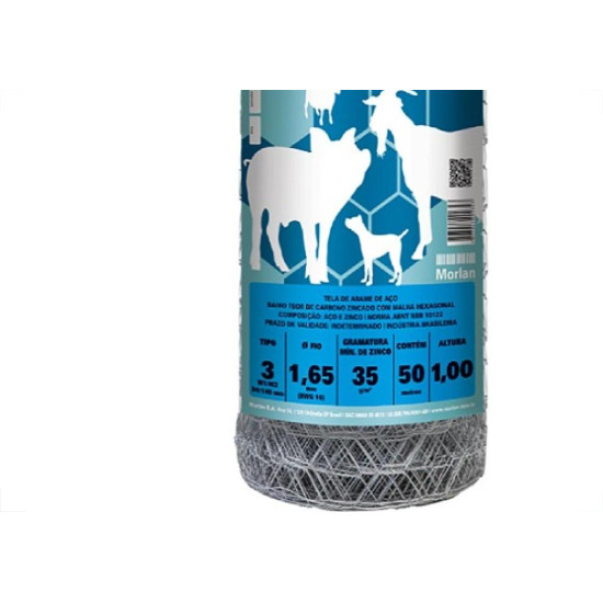 Tela Arame Morlan Mangueirao 3''X 16 X 1M Com 50M