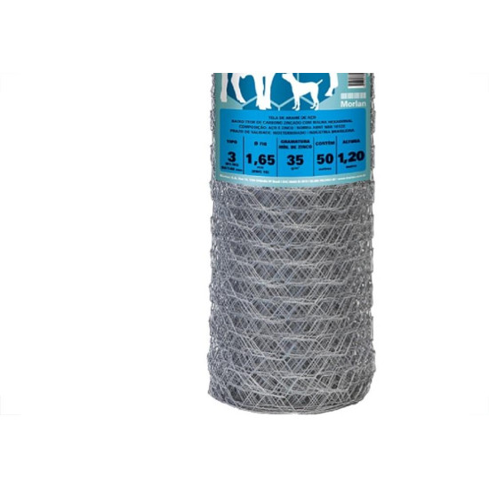 Tela Arame Morlan Mangueirao 3''X 16 X 1,20M Com 50M
