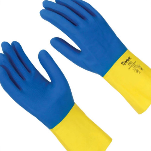 Luva Borracha Imbat Neoprene Amarela/Azul 9 - G
