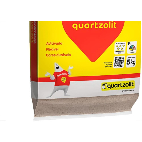 Rejunte Flex Quartzolit Platina 30Kg - 6 Pacotes Com 5Kg - Kit C/30 Quilos