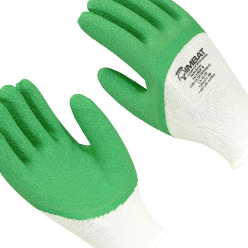 Luva Malha Imbat Palma Emborrachada Verde 9 - G - Kit C/12 Pecas
